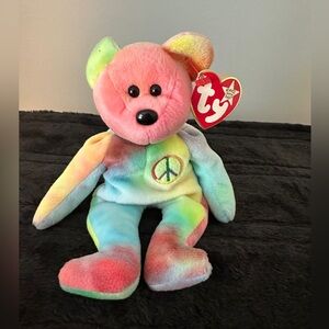 TY Beanie Babies Peace Bear RARE UNIQUE TIE DYE LIMITED EDITION